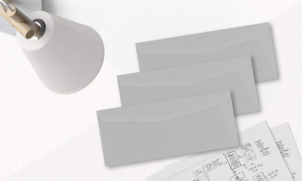 50 Color Gray #10 Business Envelopes, 9.5" x 4.125", Standard Flap