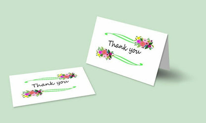 Thank You Cards Set - Perfect Gift for Anniversary, Graduations, Weddings - 50 Amazing 4x7 Inches of White Note Cards with Blank Greeting Space - Envelopes Included - Assorted Elegant Floral Design