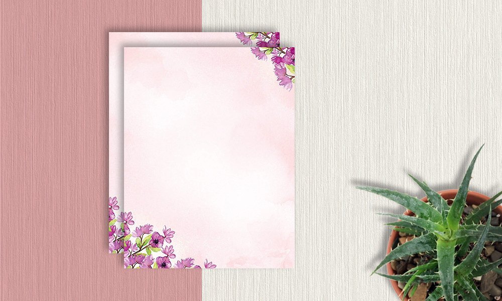 200 Stationery Writing Paper, with Cute Floral Designs Perfect for Notes or Letter Writing - Violets