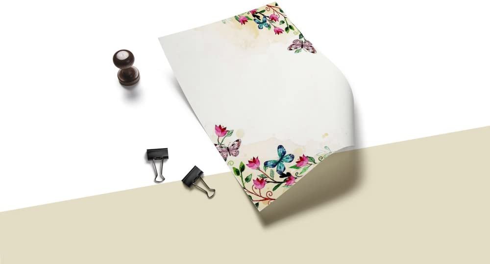 100 Stationery Writing Paper, with Cute Floral Designs Perfect for Notes or Letter Writing - Tulips