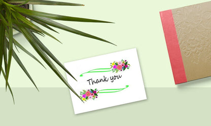 Thank You Cards Set - Perfect Gift for Anniversary, Graduations, Weddings - 50 Amazing 4x7 Inches of White Note Cards with Blank Greeting Space - Envelopes Included - Assorted Elegant Floral Design