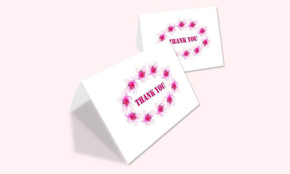 Thank You Cards - 4 x 7 Inches of 50 Amazing White Note Cards with Blank Greeting Space - Perfect for Business, Anniversary, Graduations, Weddings - Envelopes Included - Pink Blooming Floral Design