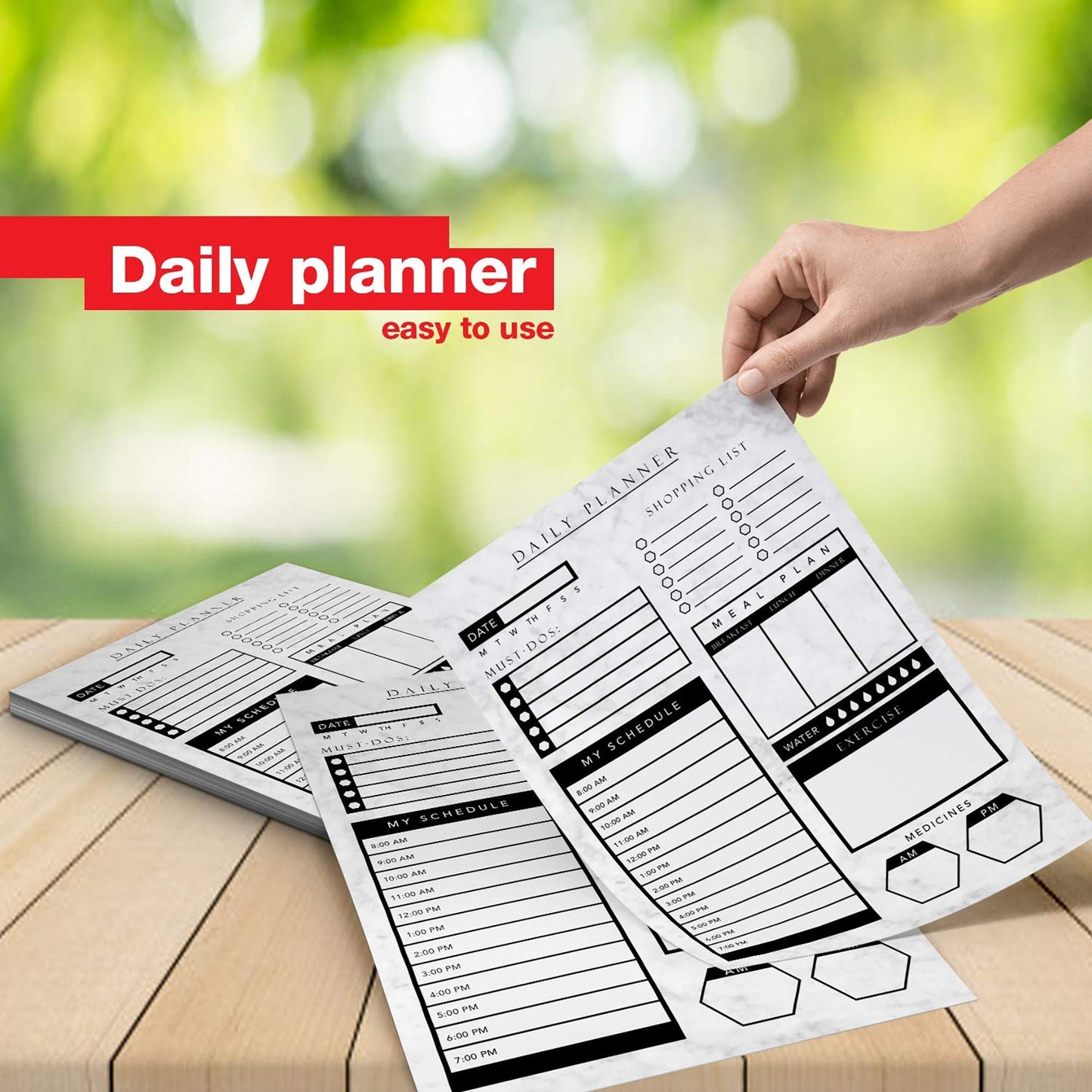 Daily Planner - 8.5x11 Inches Undated Checklist Organizer Tear-Off Pads with Field Task Notes - for Home and Work Journal, Personal Goal, Scheduling and Planning to-Do List - 50 Pcs - Black and White