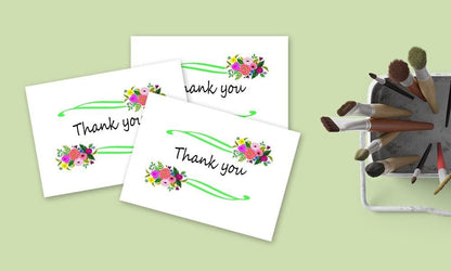 Thank You Cards Set - Perfect Gift for Anniversary, Graduations, Weddings - 50 Amazing 4x7 Inches of White Note Cards with Blank Greeting Space - Envelopes Included - Assorted Elegant Floral Design