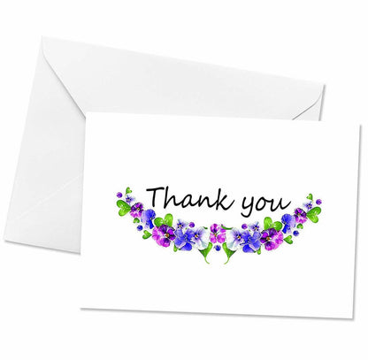 Thank You Cards with Envelopes - 50 Sets of 4 x 7 Inches Amazing White Blank Note Cards - For Invitation Letter, Greetings, Announcements for Business, Anniversary - Beautiful Elegant Floral Design