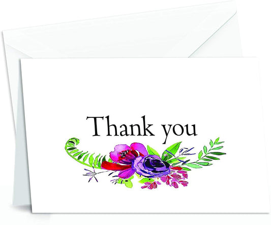 Amazing Thank You Cards with Envelopes - 4x7 Inches of 50 White Card Notes with Blank Greeting Space - for Greetings, Business, Anniversary, Graduation, Wedding - Adorable Birds and Hearts Design