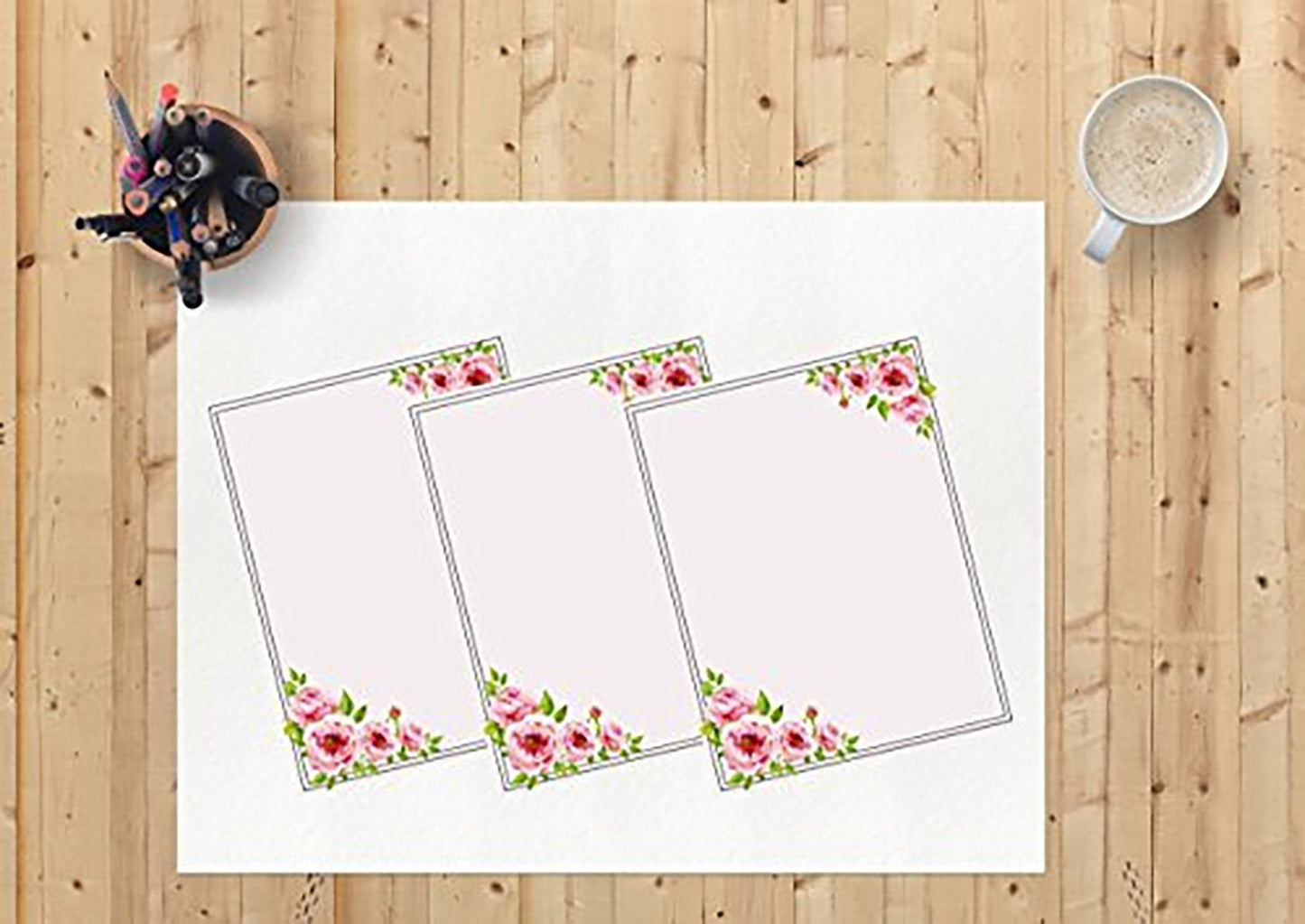 100 Stationery Writing Paper, with Cute Floral Designs Perfect for Notes or Letter Writing - Pink Roses