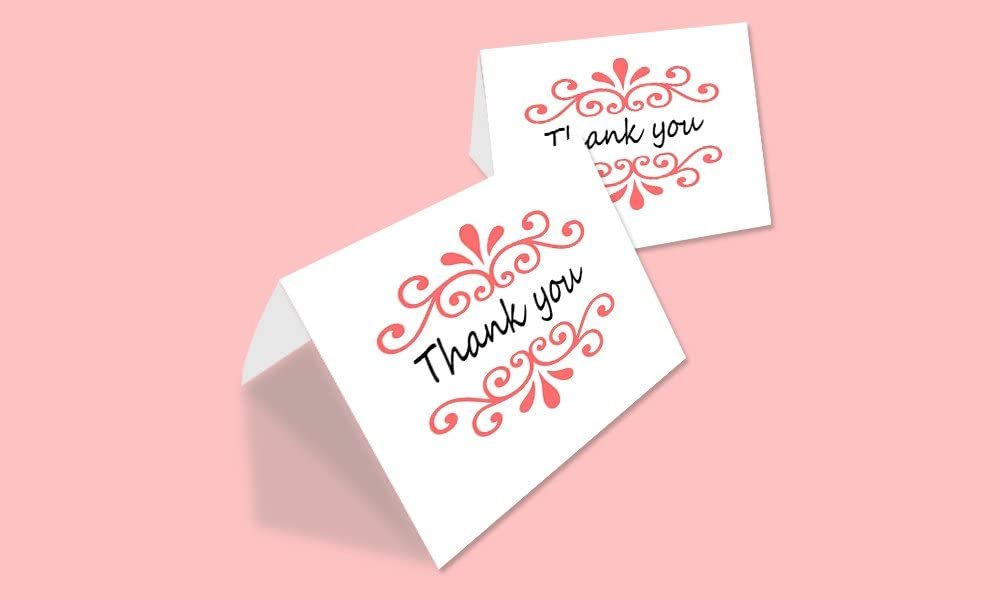 Thank You Cards Set - Perfect Gift for Anniversary, Graduations, Weddings - 50 Amazing 4x7 Inches of White Note Cards with Blank Greeting Space - Envelopes Included - Assorted Elegant Floral Design