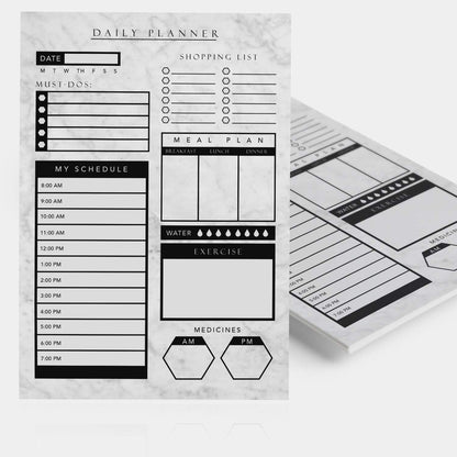 Daily Planner - 8.5x11 Inches Undated Checklist Organizer Tear-Off Pads with Field Task Notes - for Home and Work Journal, Personal Goal, Scheduling and Planning to-Do List - 50 Pcs - Black and White