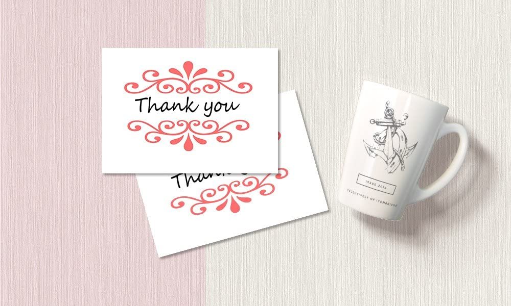 Thank You Cards Set - Perfect Gift for Anniversary, Graduations, Weddings - 50 Amazing 4x7 Inches of White Note Cards with Blank Greeting Space - Envelopes Included - Assorted Elegant Floral Design