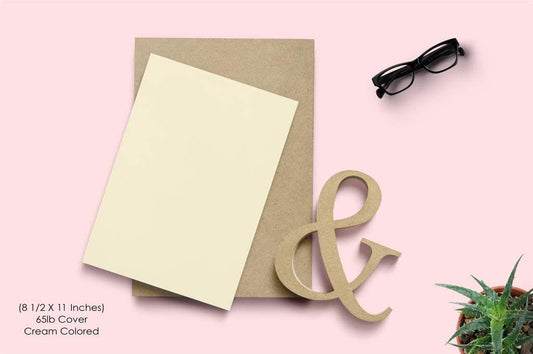 100 Sheet Card stock Paper - Cream colored 65lb Cover 8.5 x 11 Inches