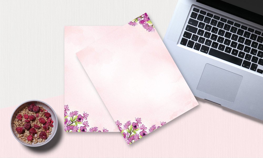 200 Stationery Writing Paper, with Cute Floral Designs Perfect for Notes or Letter Writing - Violets