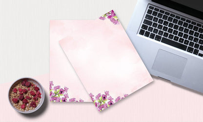 200 Stationery Writing Paper, with Cute Floral Designs Perfect for Notes or Letter Writing - Violets