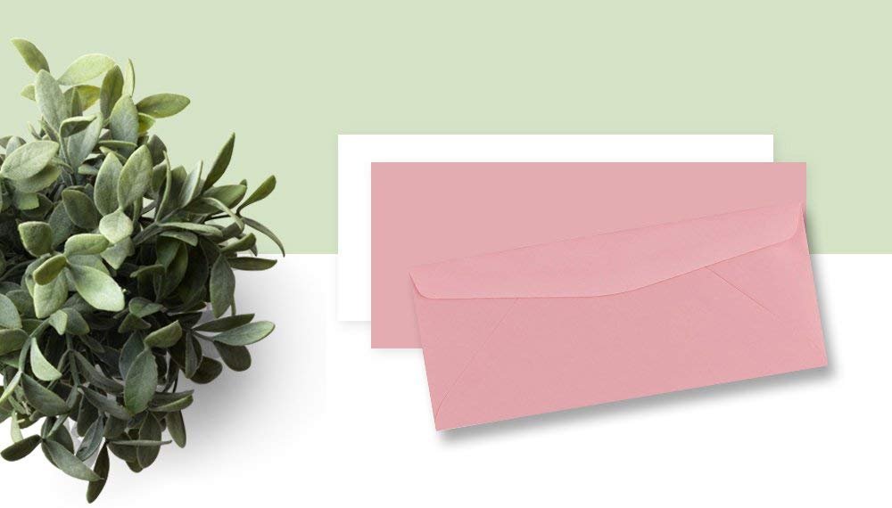 50 Color Pink #10 Business Envelopes, 9.5" x 4.125", Standard Flap