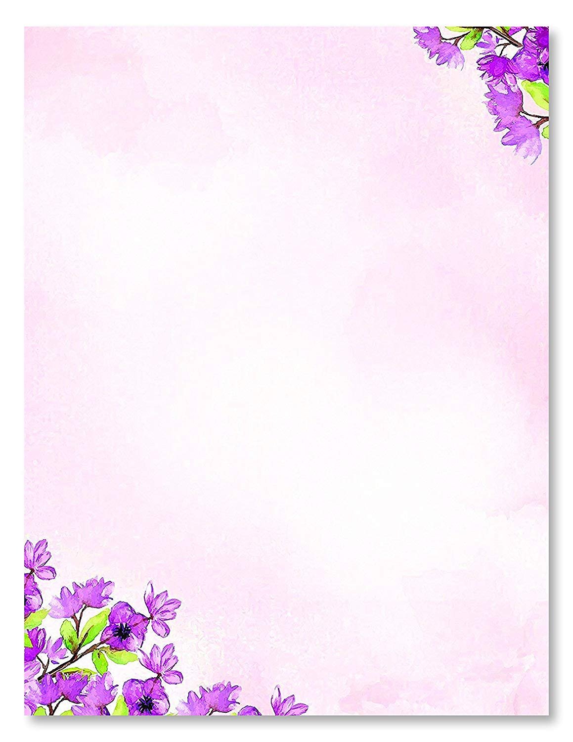 200 Stationery Writing Paper, with Cute Floral Designs Perfect for Notes or Letter Writing - Violets