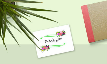 Thank You Cards Set - Perfect Gift for Anniversary, Graduations, Weddings - 50 Amazing 4x7 Inches of White Note Cards with Blank Greeting Space - Envelopes Included - Assorted Elegant Floral Design