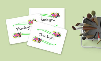 Thank You Cards Set - Perfect Gift for Anniversary, Graduations, Weddings - 50 Amazing 4x7 Inches of White Note Cards with Blank Greeting Space - Envelopes Included - Assorted Elegant Floral Design