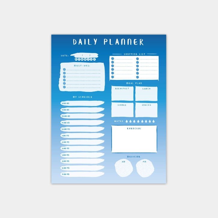 Daily Planner - 50 Sheets of 8.5 x 11 Inches Undated Checklist Organizer Tear-Off Pads with Field Task Notes - for Home and Work Journal, Personal Goals, Day Scheduling and Planning to-Do List - Blue