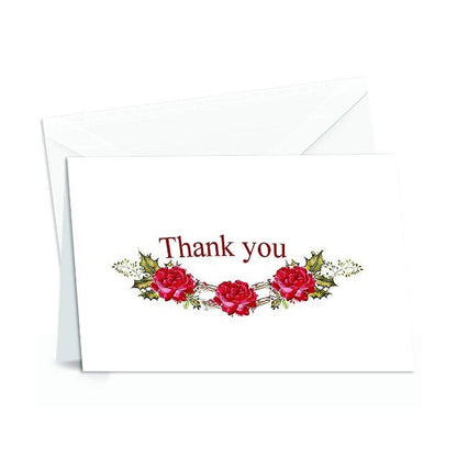 Thank You Cards with Envelopes - Perfect for Business, Anniversary, Graduation, Weddings - 4 x 7 Inches of 50 Amazing White Note Cards with Blank Greeting Space - Beautiful Classy Floral Design