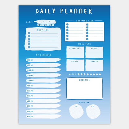 Daily Planner - 50 Sheets of 8.5 x 11 Inches Undated Checklist Organizer Tear-Off Pads with Field Task Notes - for Home and Work Journal, Personal Goals, Day Scheduling and Planning to-Do List - Blue