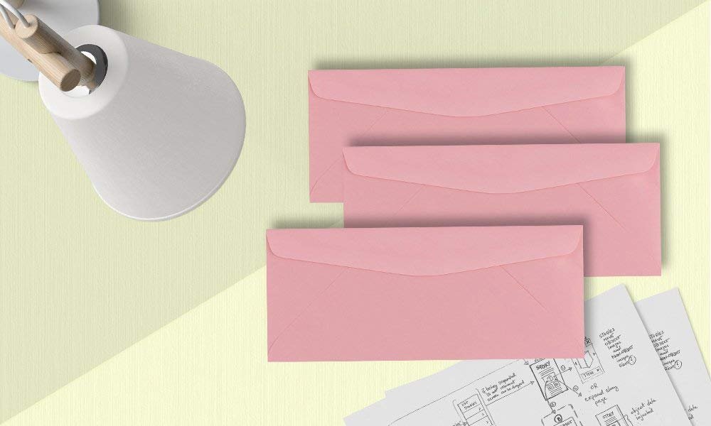 50 Color Pink #10 Business Envelopes, 9.5" x 4.125", Standard Flap