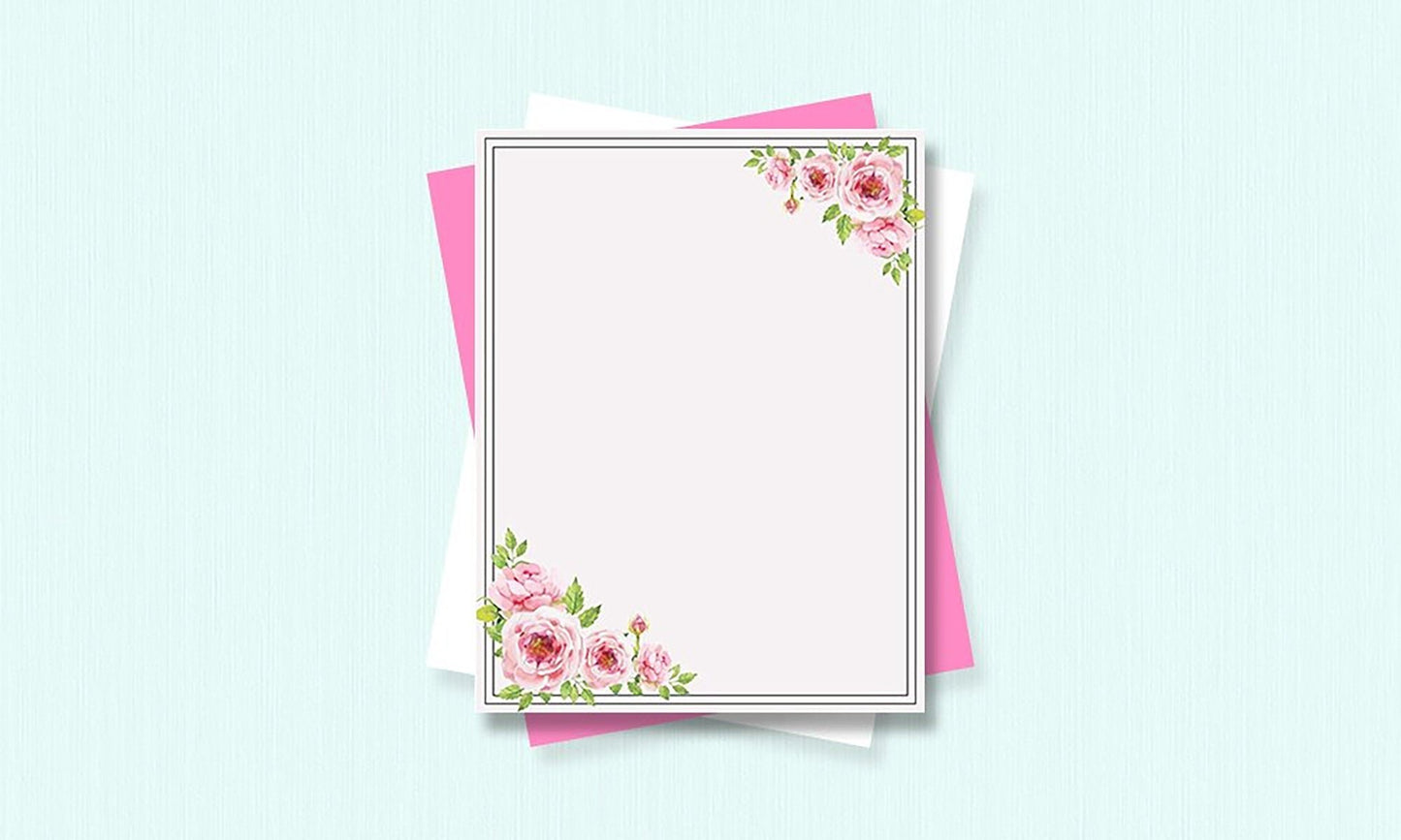 100 Stationery Writing Paper, with Cute Floral Designs Perfect for Notes or Letter Writing - Pink Roses