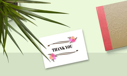 Thank You Cards with Envelopes - Perfect for Business, Anniversary, Graduation, Weddings - 4 x 7 Inches of 50 Amazing White Note Cards with Blank Greeting Space - Beautiful Classy Floral Design