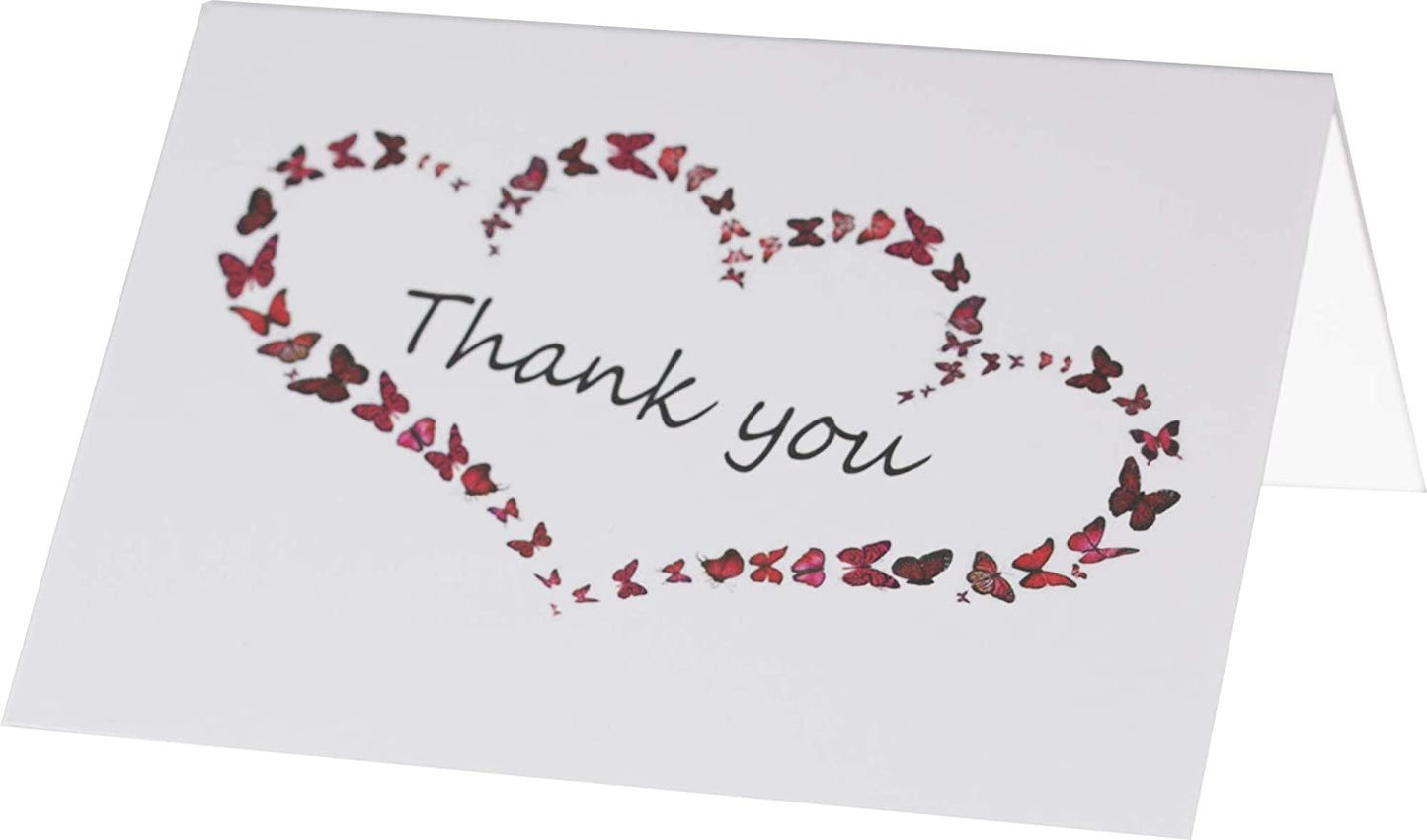 Thank You Cards Set - Perfect Gift for Anniversary, Graduations, Weddings - 50 Amazing 4x7 Inches of White Note Cards with Blank Greeting Space - Envelopes Included - Assorted Elegant Floral Design