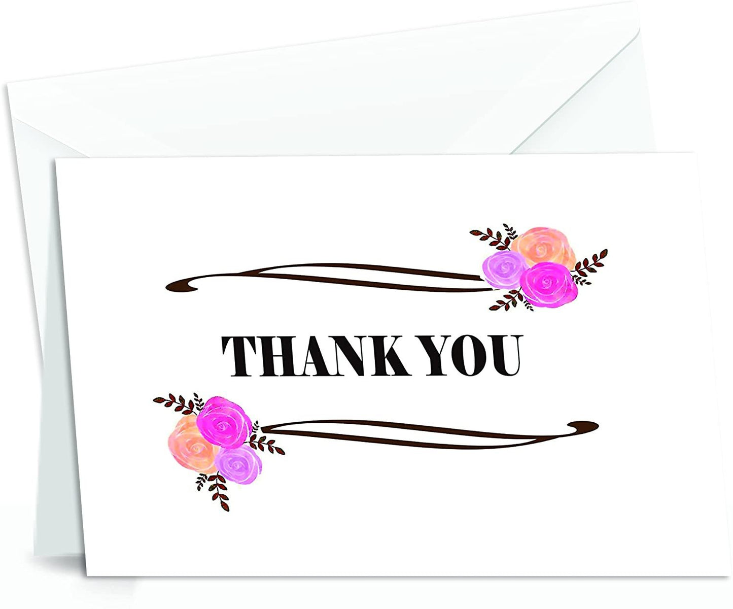 Thank You Cards with Envelopes - Perfect for Business, Anniversary, Graduation, Weddings - 4 x 7 Inches of 50 Amazing White Note Cards with Blank Greeting Space - Perfectly Formed Butterfly Design