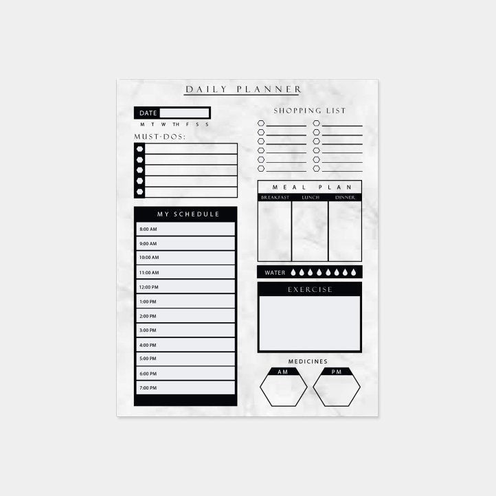 Daily Planner - 8.5x11 Inches Undated Checklist Organizer Tear-Off Pads with Field Task Notes - for Home and Work Journal, Personal Goal, Scheduling and Planning to-Do List - 50 Pcs - Black and White