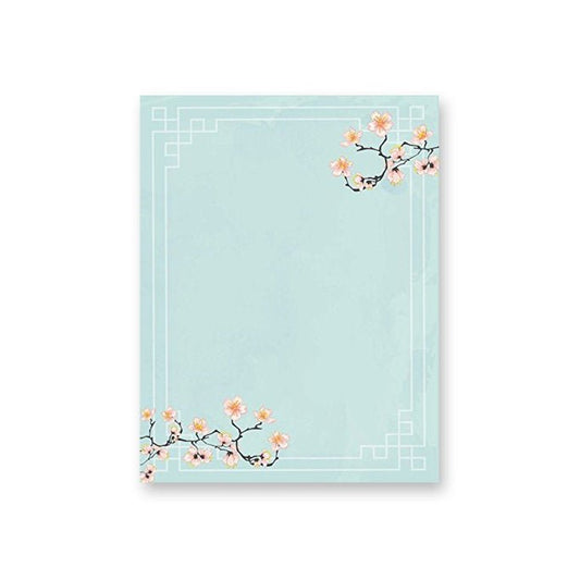 100 Stationery Writing Paper, with Cute Floral Designs Perfect for Notes or Letter Writing - Cherry Blossoms