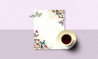 100 Stationery Writing Paper, with Cute Floral Designs Perfect for Notes or Letter Writing - Tulips