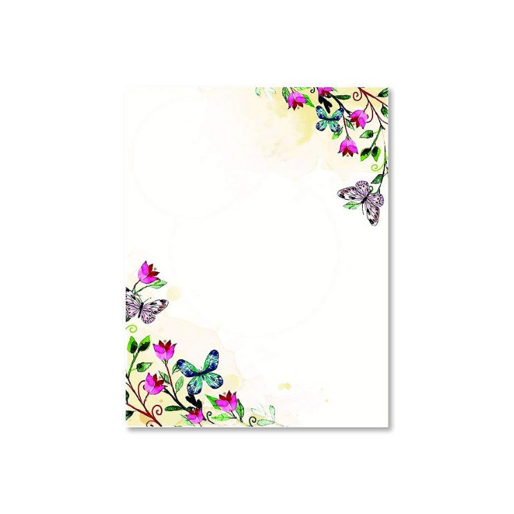 100 Stationery Writing Paper, with Cute Floral Designs Perfect for Notes or Letter Writing - Tulips