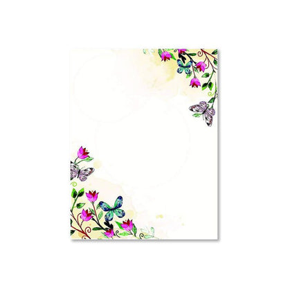 100 Stationery Writing Paper, with Cute Floral Designs Perfect for Notes or Letter Writing - Tulips