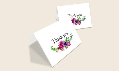 Thank You Cards with Envelopes - Perfect for Business, Anniversary, Graduation, Weddings - 4 x 7 Inches of 50 Amazing White Note Cards with Blank Greeting Space - Beautiful Classy Floral Design