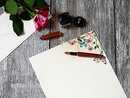 100 Stationery Writing Paper, with Cute Floral Designs Perfect for Notes or Letter Writing - Tulips