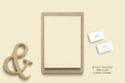 100 Sheet Card stock Paper - Cream colored 65lb Cover Legal size of 8.5 x 14 Inches