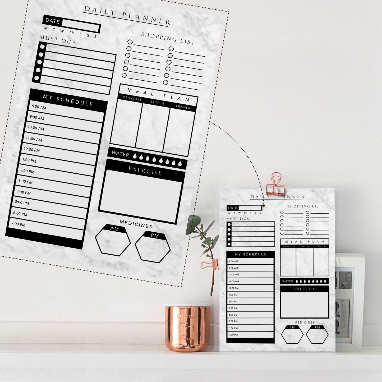 Daily Planner - 8.5x11 Inches Undated Checklist Organizer Tear-Off Pads with Field Task Notes - for Home and Work Journal, Personal Goal, Scheduling and Planning to-Do List - 50 Pcs - Black and White