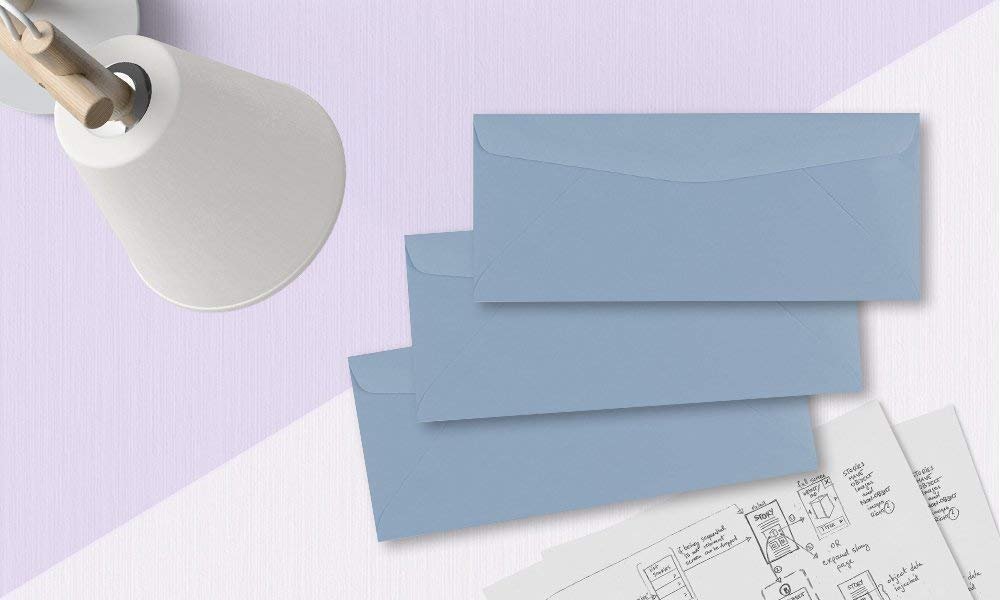 50 Business Envelopes, Standard Flap (Blue, 9.5" x 4.125")