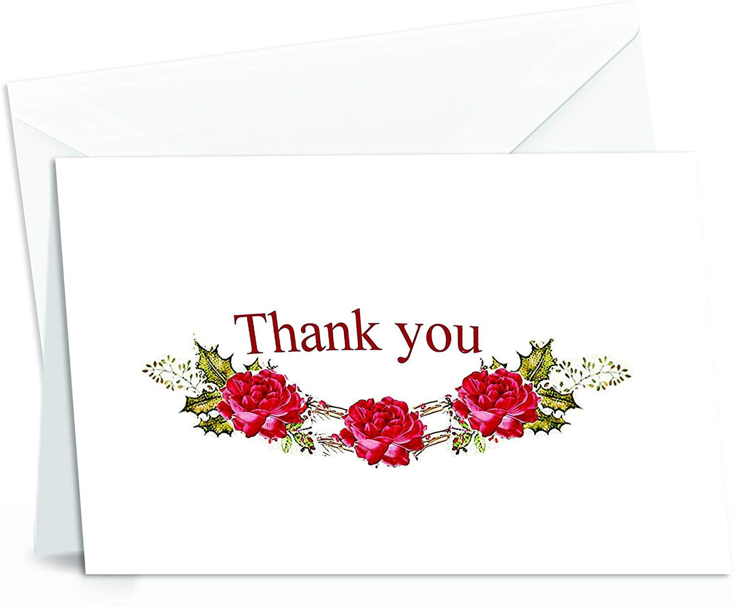 Thank You Cards with Envelopes - Perfect for Business, Anniversary, Graduation, Weddings - 4 x 7 Inches of 50 Amazing White Note Cards with Blank Greeting Space - Beautiful Classy Floral Design