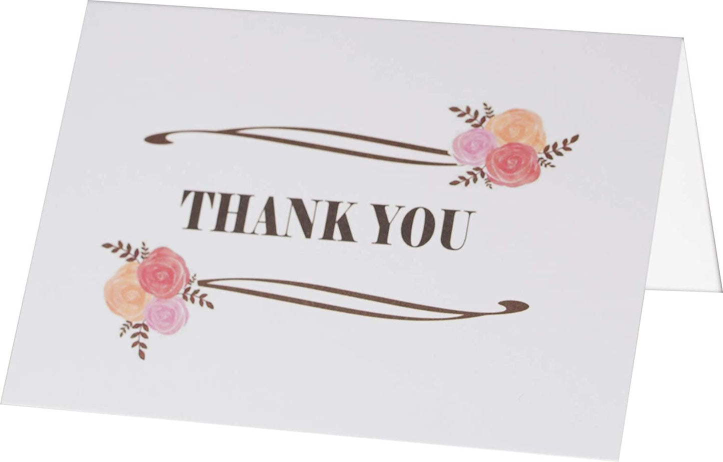 Thank You Cards Set - Perfect Gift for Anniversary, Graduations, Weddings - 50 Amazing 4x7 Inches of White Note Cards with Blank Greeting Space - Envelopes Included - Assorted Elegant Floral Design