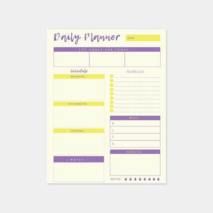 Daily Planner - 50 Sheets of 8.5x11 Inches Undated Checklist Organizer Tear-Off Pads with Field Task Notes- For Home-Work Journal, Personal Goal, Scheduling and Planning To-Do List - Yellow and Violet